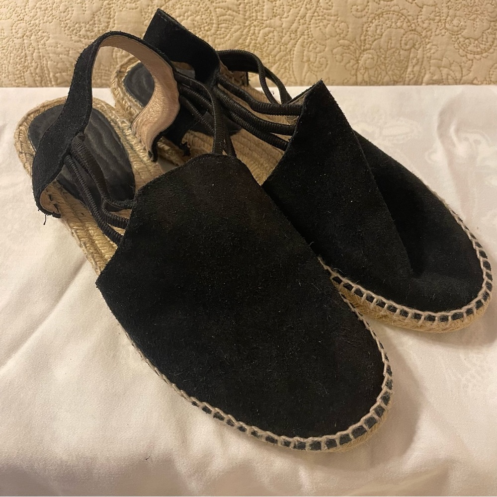 Black Fabric and Rope-soled Espadrilles Women’s Size 8 Made in Spain